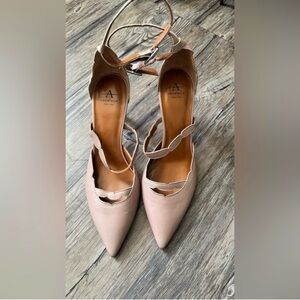 Aquatalia Women's Nude Scalloped Pointed-Toe Ankle-Strap Heels